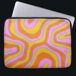 Personalised Retro 70's Abstract Wavy Lines Laptop Sleeve<br><div class="desc">Personalised boho retro 70's style abstract wavy lines laptop sleeve in pink,  orange and yellow gold.</div>