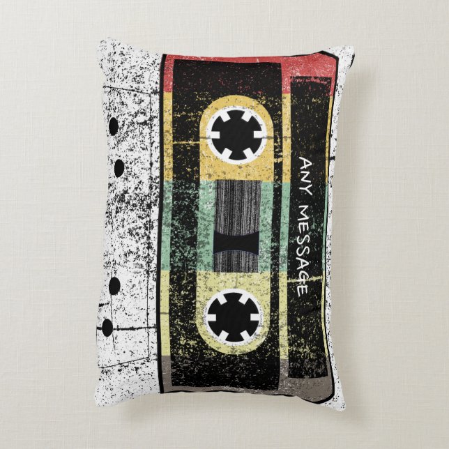 Personalised Retro 80s Cassette Mix Tape  Decorative Cushion (Back(Vertical))