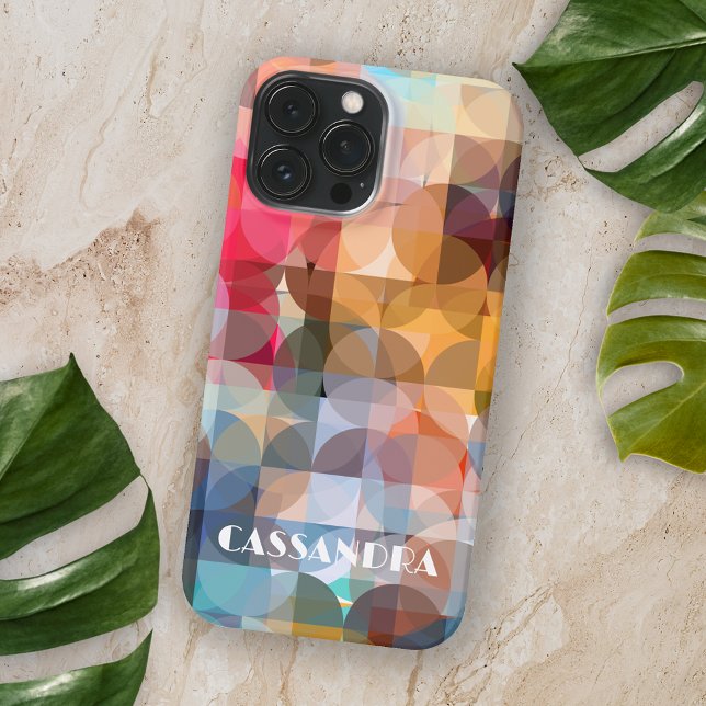 Personalised Retro Abstract Geometric Colourful Ar iPhone Case (Creator Uploaded)