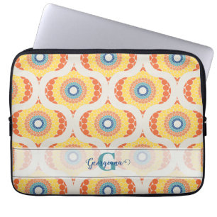 Personalised Retro Aegean Summer Radiant Mandala Laptop Sleeve