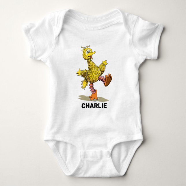 Personalised Retro Art Big Bird Baby Bodysuit (Front)