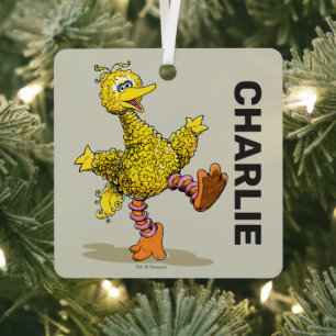 Personalised Retro Art Big Bird Metal Tree Decoration