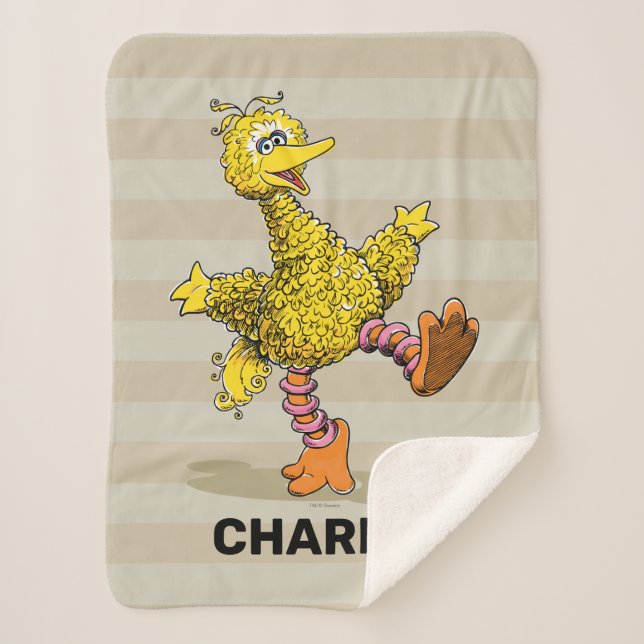 Personalised Retro Art Big Bird Sherpa Blanket (Front)