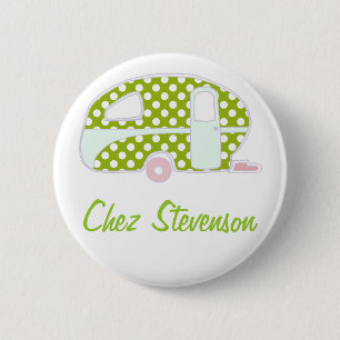 Personalised Retro Art Caravan Owner's Buttons