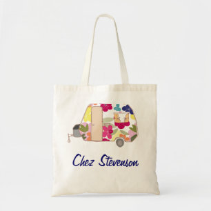 Personalised Retro Art Caravan Owners Canvas Bags