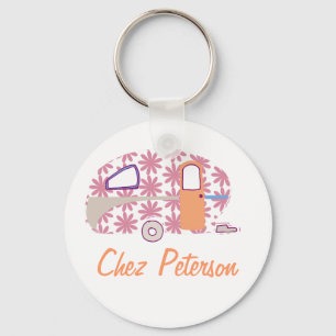 Personalised Retro Art Caravan Owner's Keychains