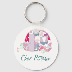Personalised Retro Art Caravan Owner's Keychains