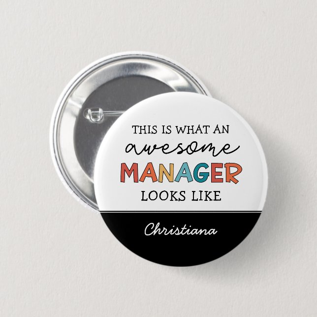 Personalised Retro Awesome Manager Funny 6 Cm Round Badge (Front & Back)