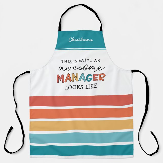 Personalised Retro Awesome Manager Funny Apron (Front)
