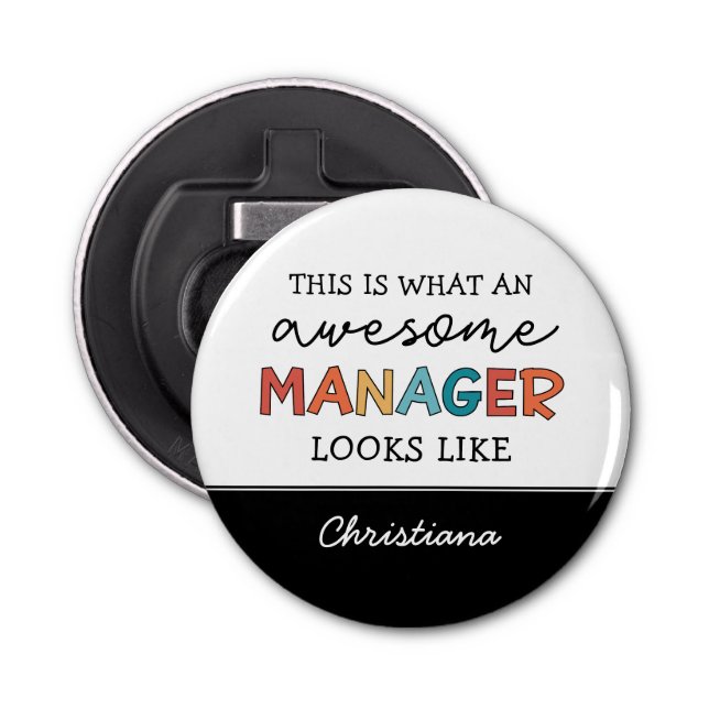 Personalised Retro Awesome Manager Funny Bottle Opener (Front)
