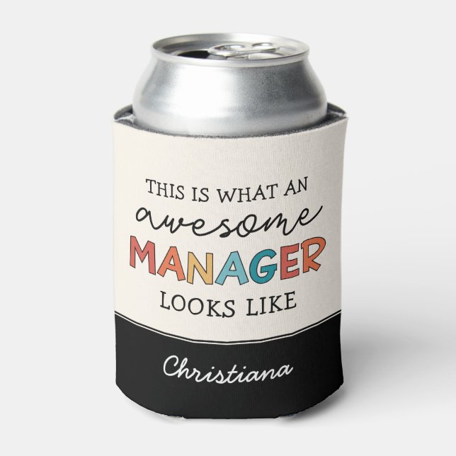 Personalised Retro Awesome Manager Funny Can Cooler (Can Front)