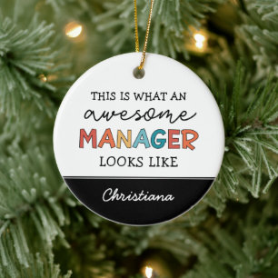 Personalised Retro Awesome Manager Funny Ceramic Tree Decoration