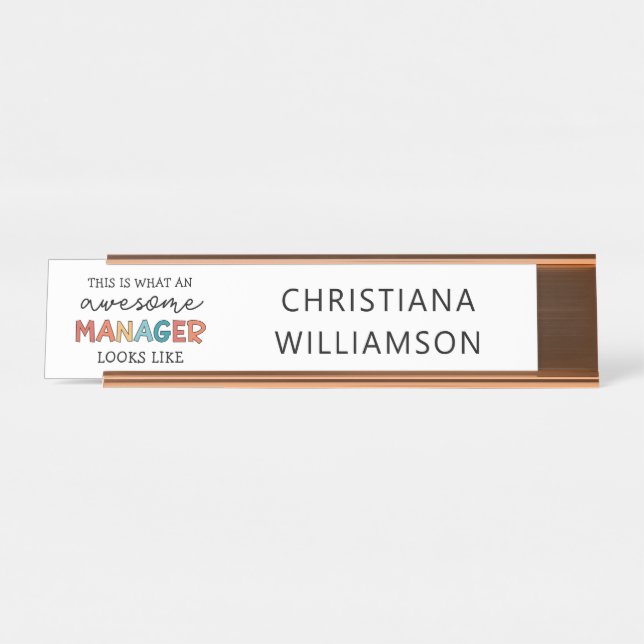Personalised Retro Awesome Manager Funny Desk Name Plate (Front)