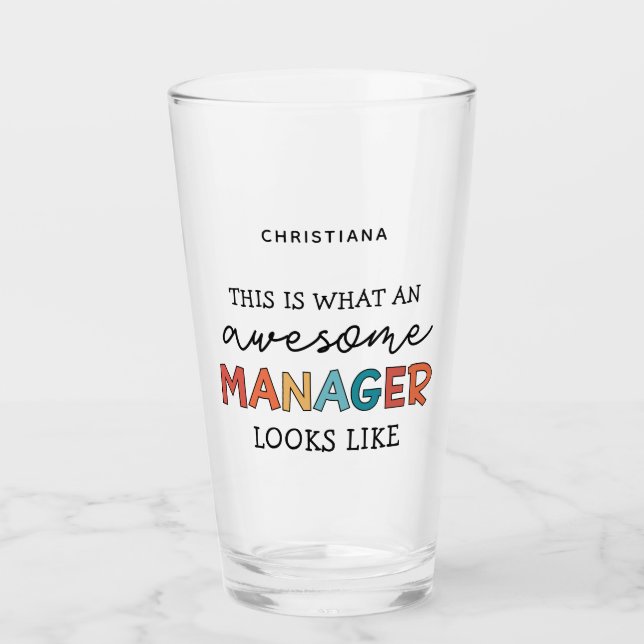 Personalised Retro Awesome Manager Funny Glass (Front)