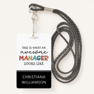 Personalised Retro Awesome Manager Funny ID Badge