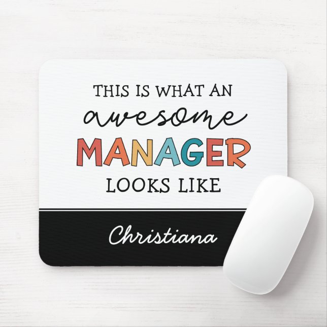 Personalised Retro Awesome Manager Funny Mouse Mat (With Mouse)