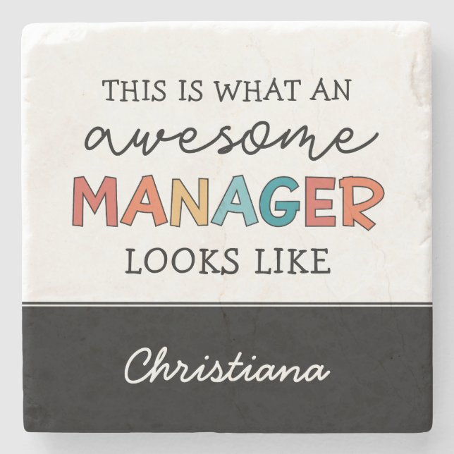 Personalised Retro Awesome Manager Funny Stone Coaster (Front)