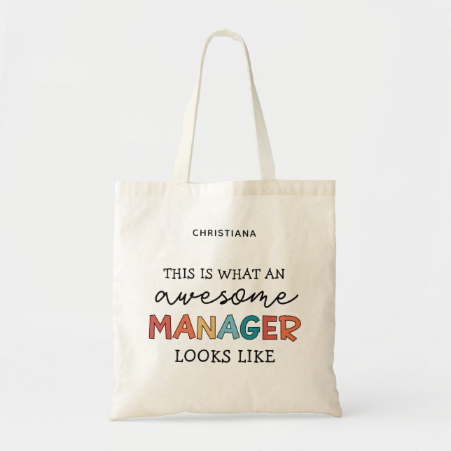 Personalised Retro Awesome Manager Funny Tote Bag (Front)