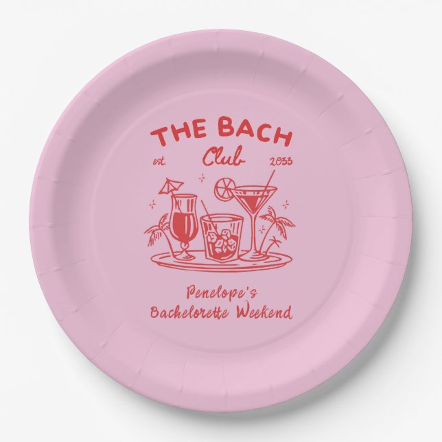 Personalised Retro Bachelorette Party Supply Plate (Front)