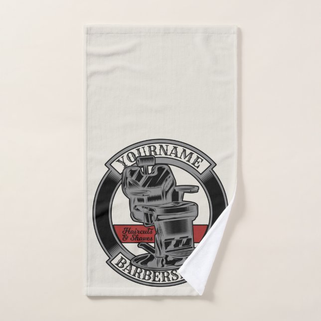 Personalised Retro BarberShop Barber Chair Salon  Bath Towel Set (Hand Towel)