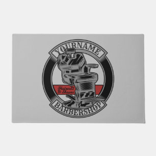 Personalised Retro BarberShop Barber Chair Salon  Doormat