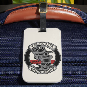 Personalised Retro BarberShop Barber Chair Salon Luggage Tag
