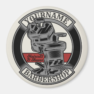 Personalised Retro BarberShop Barber Chair Salon Magnet