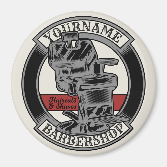 Personalised Retro BarberShop Barber Chair Salon  Magnet (Front)