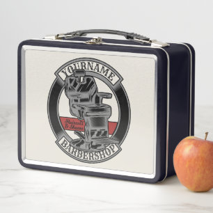 Personalised Retro BarberShop Barber Chair Salon  Metal Lunch Box