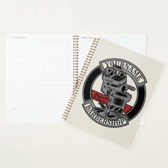 Personalised Retro BarberShop Barber Chair Salon  Planner (Display)