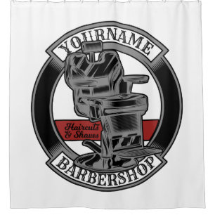 Personalised Retro BarberShop Barber Chair Salon  Shower Curtain