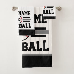 Personalised Retro Baseball Player NAME Team Bath Towel Set