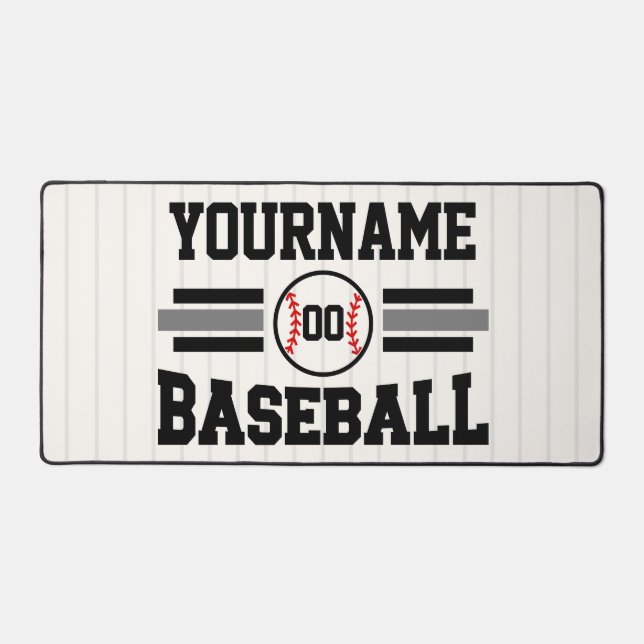 Personalised Retro Baseball Player NAME Team Desk Mat (Front)