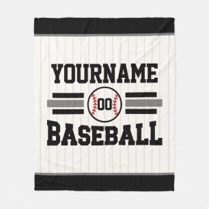 Personalised Retro Baseball Player NAME Team Fleece Blanket