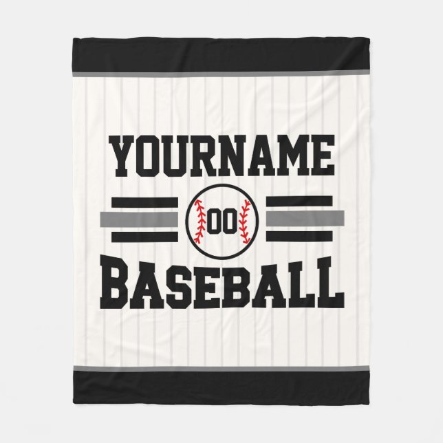 Personalised Retro Baseball Player NAME Team Fleece Blanket (Front)