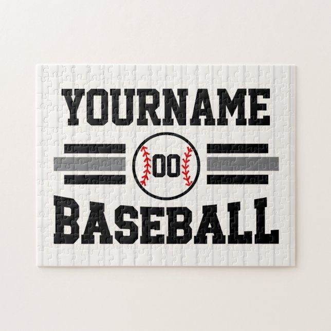 Personalised Retro Baseball Player NAME Team Jigsaw Puzzle (Horizontal)