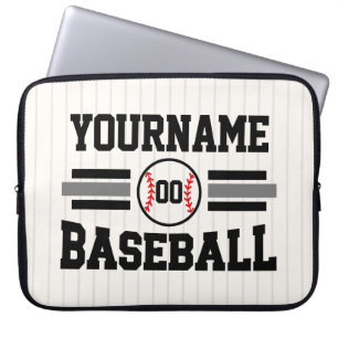 Personalised Retro Baseball Player NAME Team Laptop Sleeve