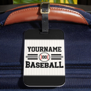 Personalised Retro Baseball Player NAME Team Luggage Tag