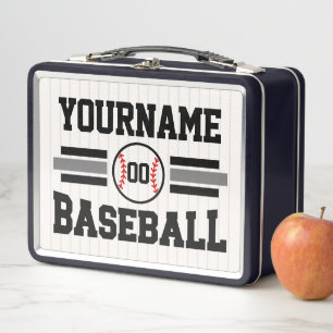 Personalised Retro Baseball Player NAME Team Metal Lunch Box