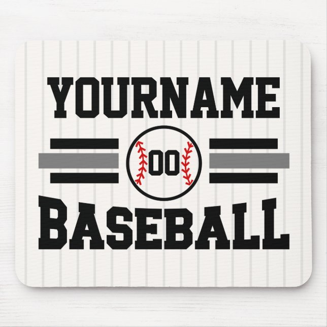 Personalised Retro Baseball Player NAME Team Mouse Mat (Front)