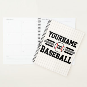 Personalised Retro Baseball Player NAME Team Planner