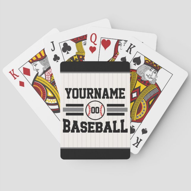 Personalised Retro Baseball Player NAME Team Playing Cards (Back)