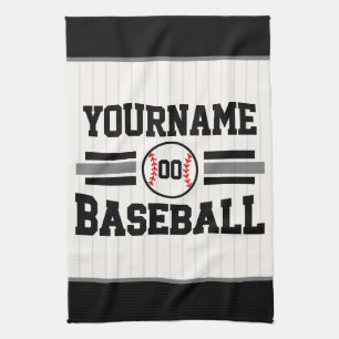 Personalised Retro Baseball Player NAME Team Tea Towel