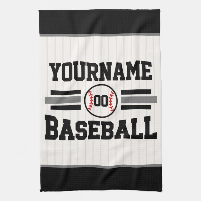 Personalised Retro Baseball Player NAME Team Tea Towel (Vertical)