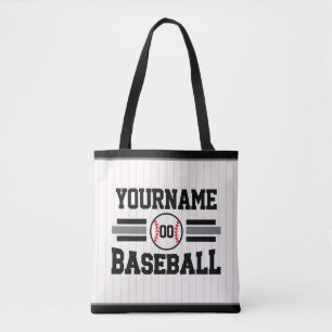 Personalised Retro Baseball Player NAME Team Tote Bag