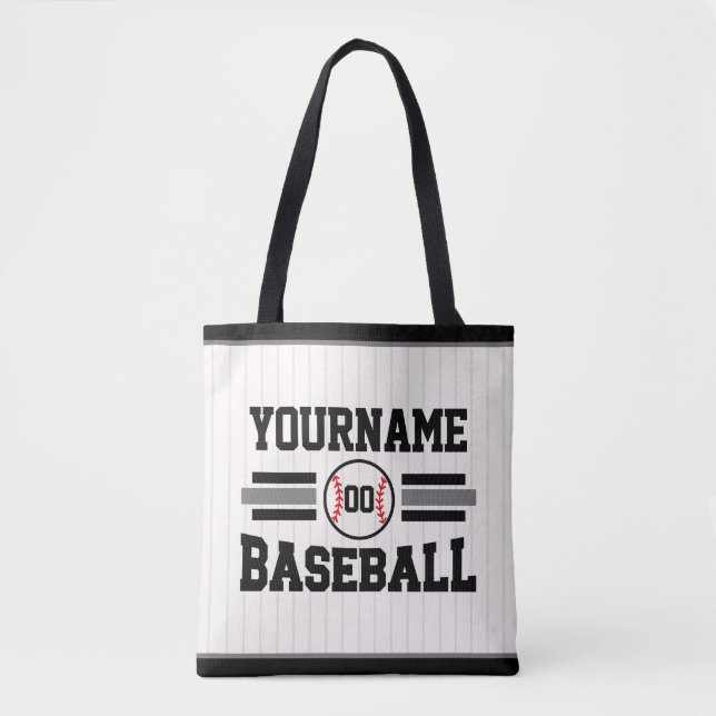 Personalised Retro Baseball Player NAME Team Tote Bag (Front)