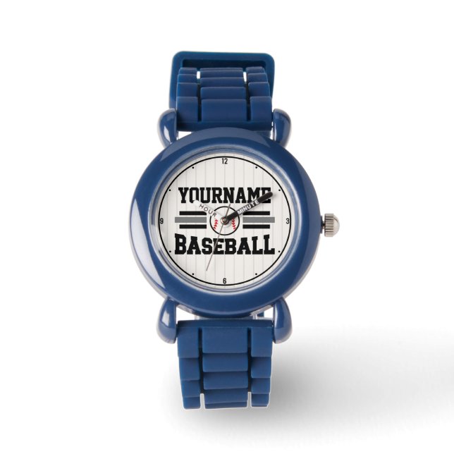 Personalised Retro Baseball Player NAME Team Watch (Front)