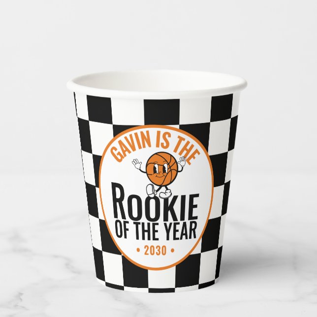 Personalised Retro Basketball Birthday Party Cute Paper Cups (Front)