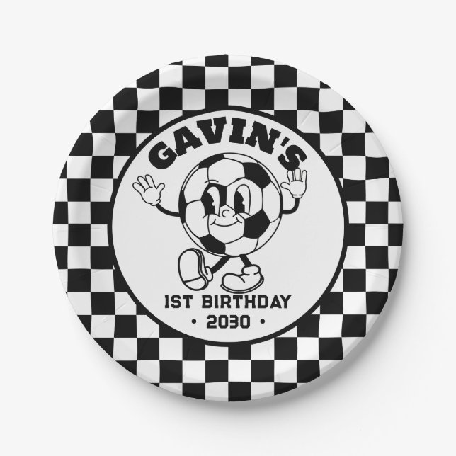 Personalised Retro Basketball Birthday Party Cute Paper Plate (Front)