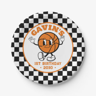 Personalised Retro Basketball Birthday Party Cute Paper Plate